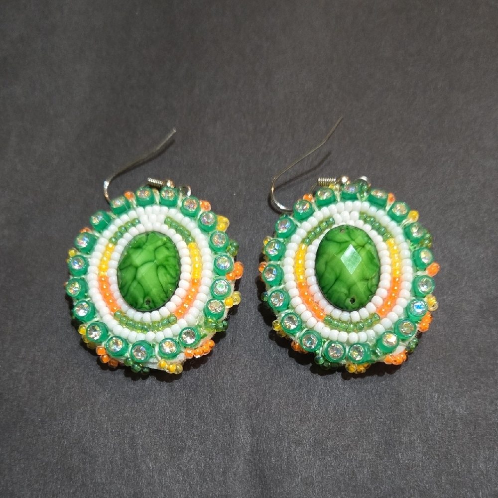 LOWEST PRICE-Green Beaded Earrings